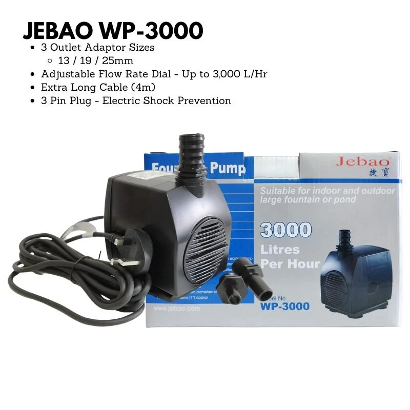 JEBAO Outdoors Water Pump (4m Weather Proof Cable) - 2000-5000(L/Hr) - Image 6
