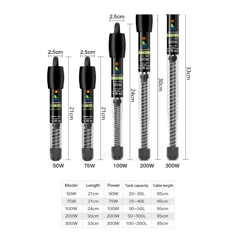Jeneca AL-3201 Aquarium Heater (25W/50W/100W/150W/200W/300W) – Automatic Heater with Safety Quartz Glass Tube - Image 4
