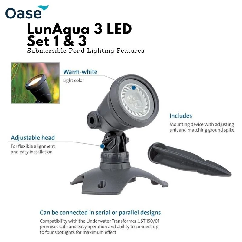 OASE LunAqua 3 LED pond spotlight (Set 1 & 3) - Image 2