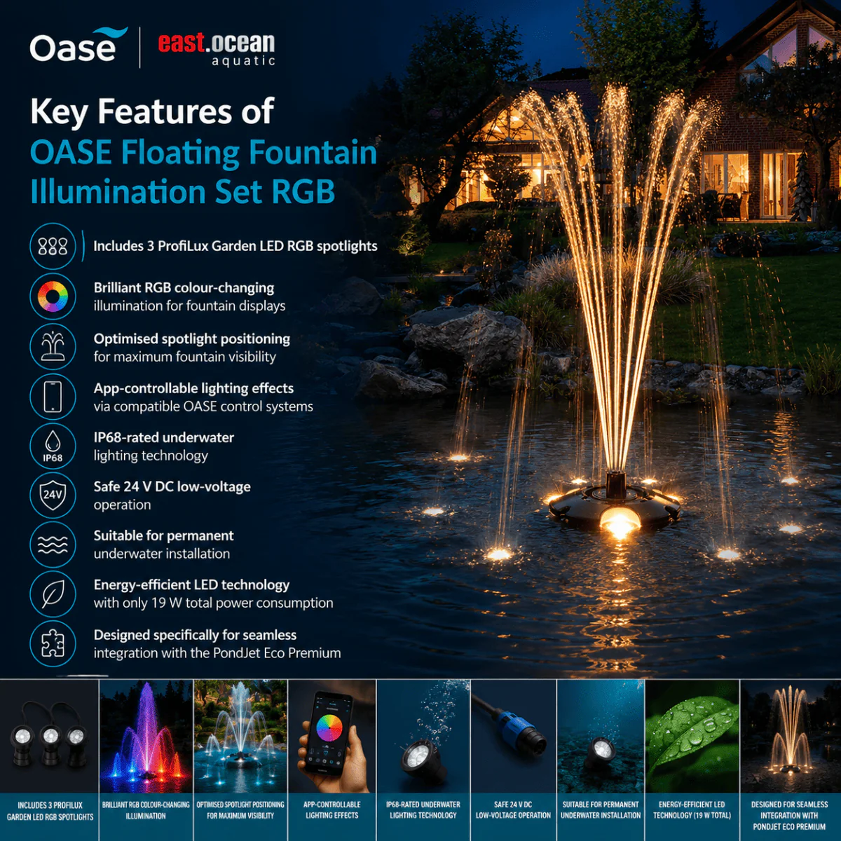 OASE PondJet Eco Premium (with Floating fountain illumination set RGB) - Image 8