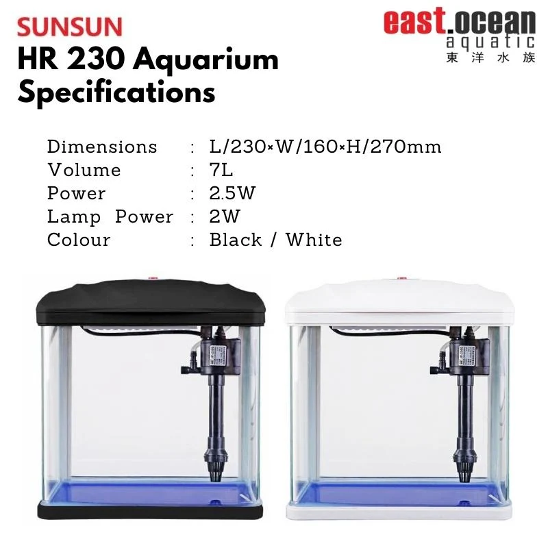 SUNSUN HR-230 Aquarium (23cm) - Tank Only  (Black / White) - Image 6