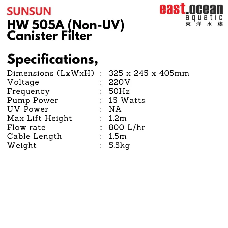 SUNSUN HW 504A / 505A - 6W Canister Filter (Non-UV) - Image 6