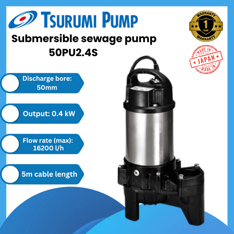Tsurumi Submersible Sewage Pump - 50PU2.4S  (No Float)