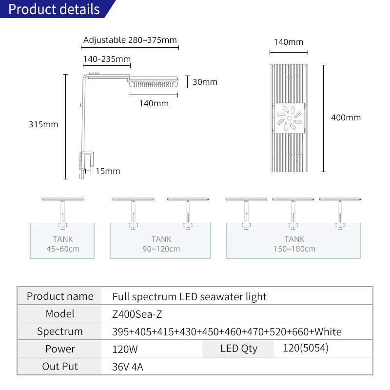 Week aqua Z400SEA Marine light (Reef LED aquarium lamp) - Image 2